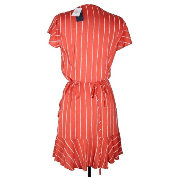 Abercrombie & Fitch Women’s Small Orange Stripe Side Tie Wrap Mini Dress NWT - Picture 6 of 10